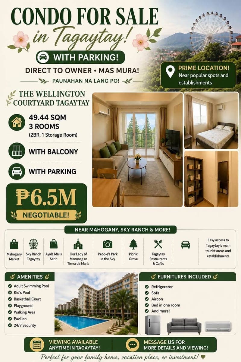 🏡 CONDO FOR SALE OR FOR RENT IN TAGAYTAY — WITH PARKING! 🌸 - photo 1