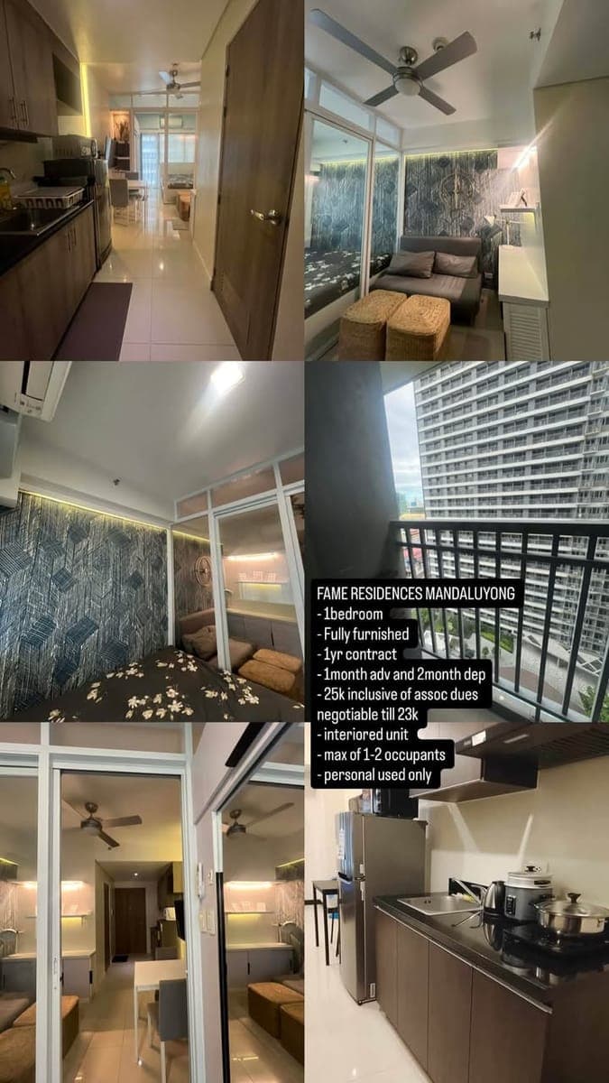 FAME RESIDENCES & SUNSHINE 100 mandaluyong FOR RENT 📌 READ DETAILS BELOW photos⬇️ - photo 1