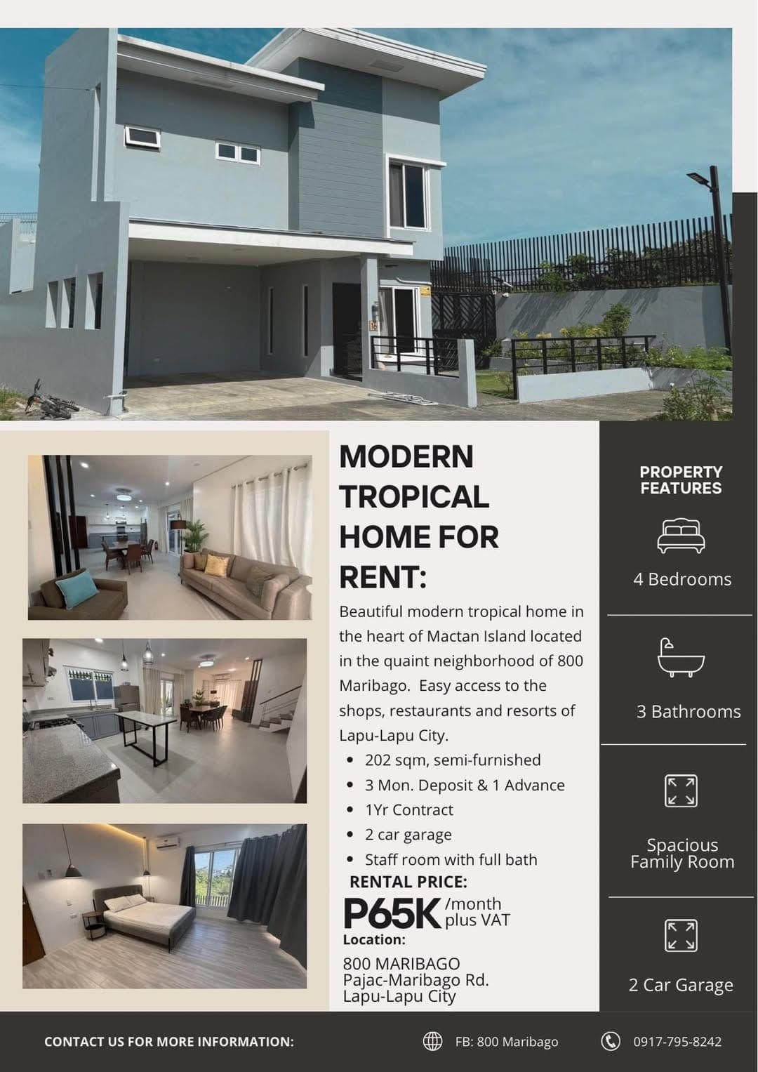 For Rent a Beautiful House and Lot in Maribago Lapu-Lapu City