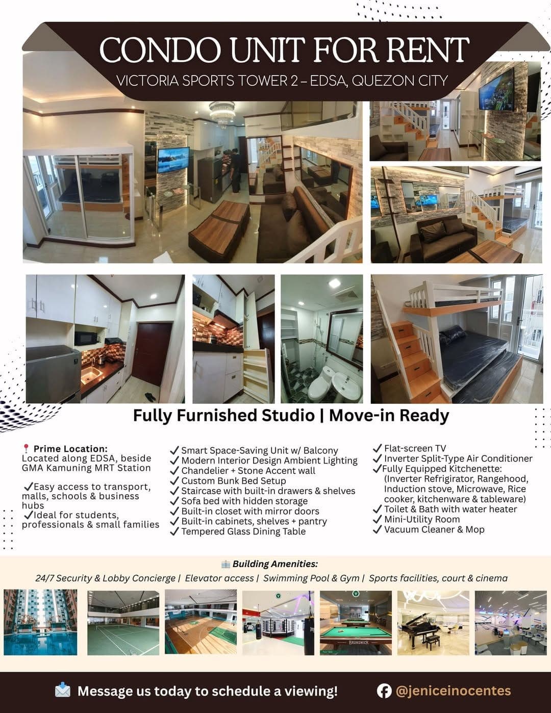 Hi! Available na po ang condo for rent at Victoria Sports Tower, Kamuning, QC - photo 1