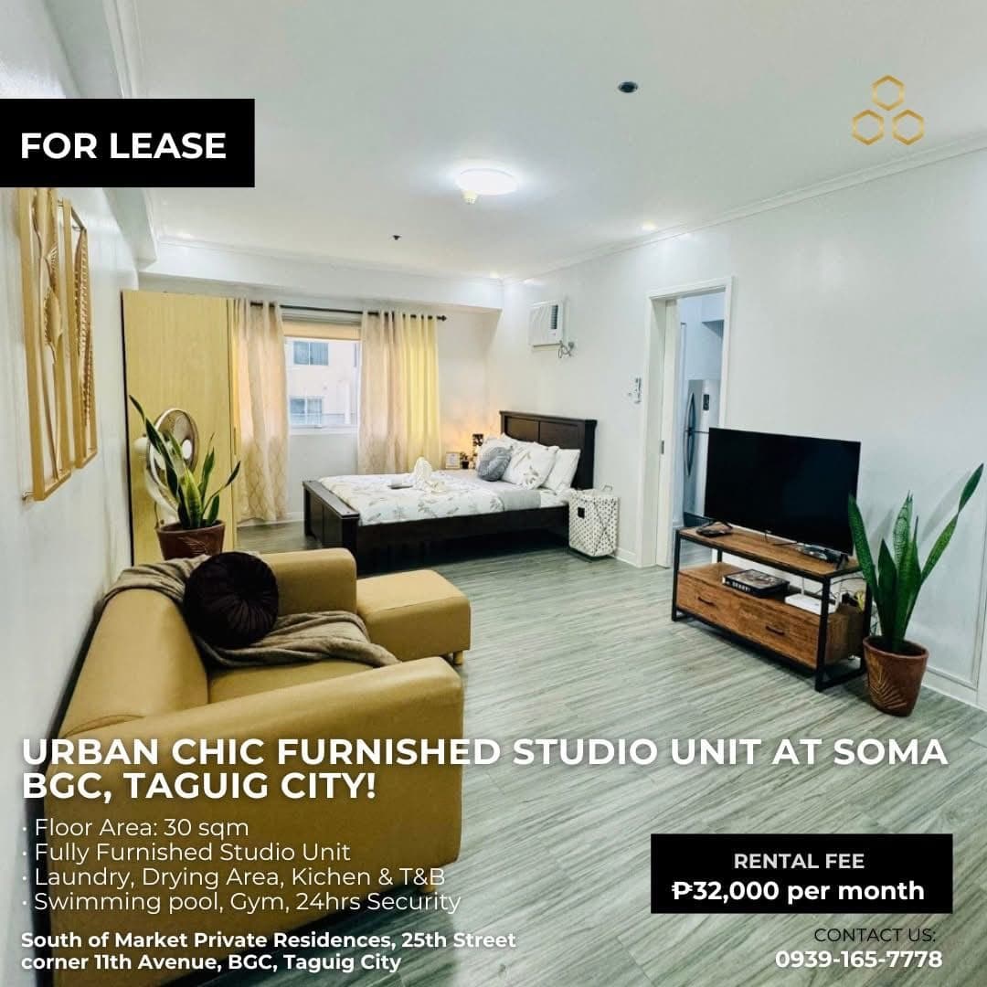 ⚠️ FOR RENT: STUDIO UNIT AT SOMA BGC — ₱32K/MONTH ⚠️ - photo 1