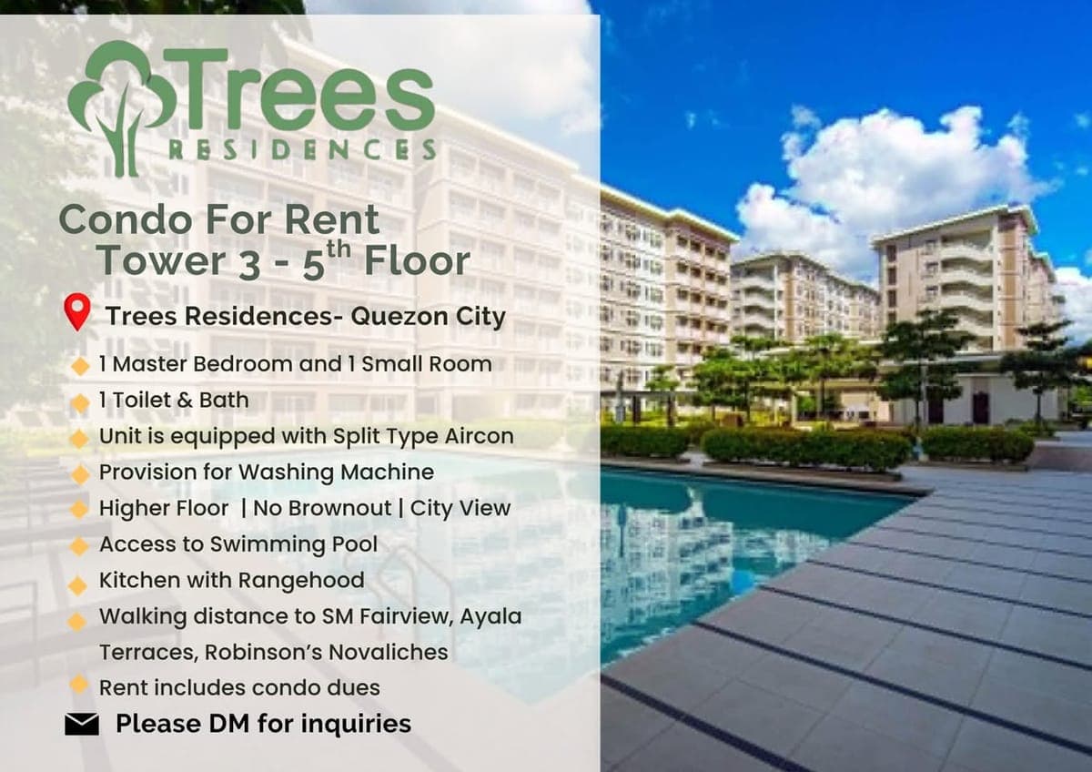 **FOR RENT | TREES RESIDENCES – TOWER 3, 5TH FLOOR** 🌳 - photo 1