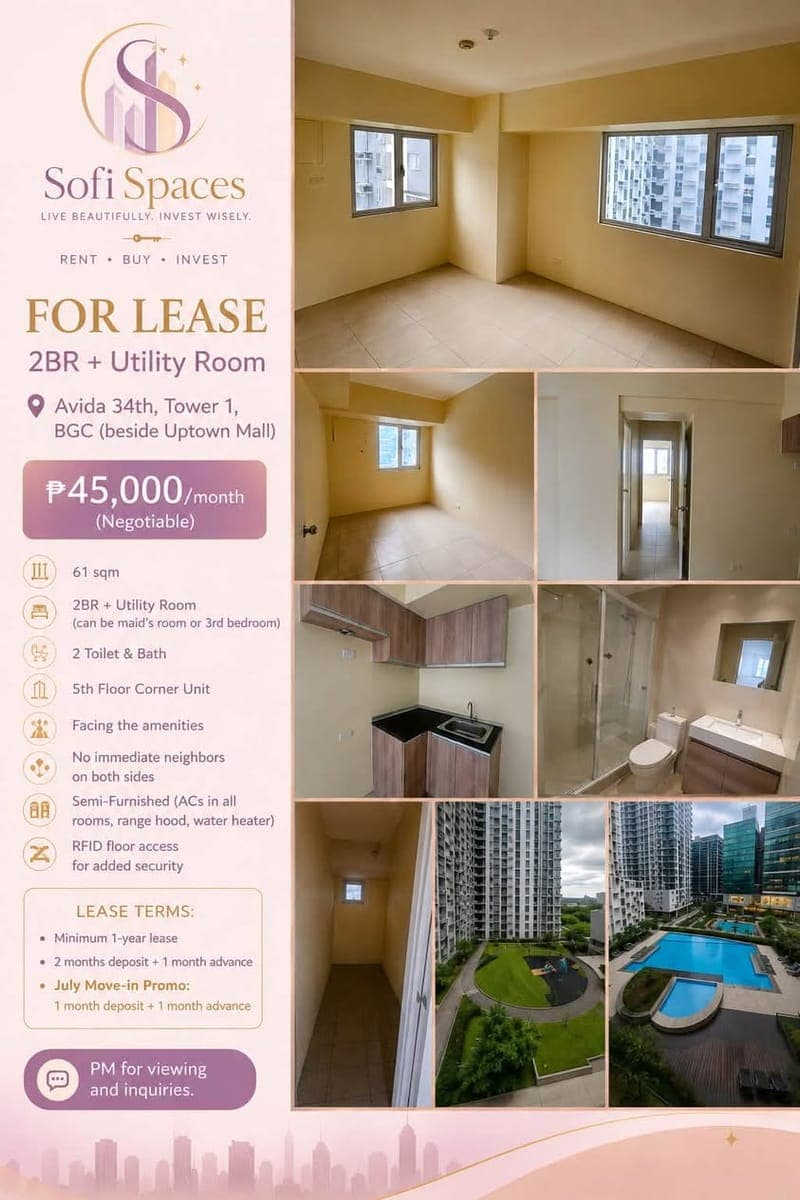 🏙️ FOR LEASE – 2BR + Utility Room - photo 1
