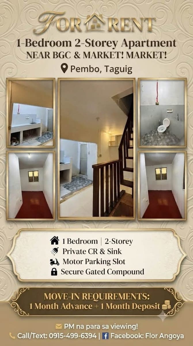 FOR RENT: 1-Bedroom 2-Storey Apartment near BGC (Pembo)🏠 - photo 1