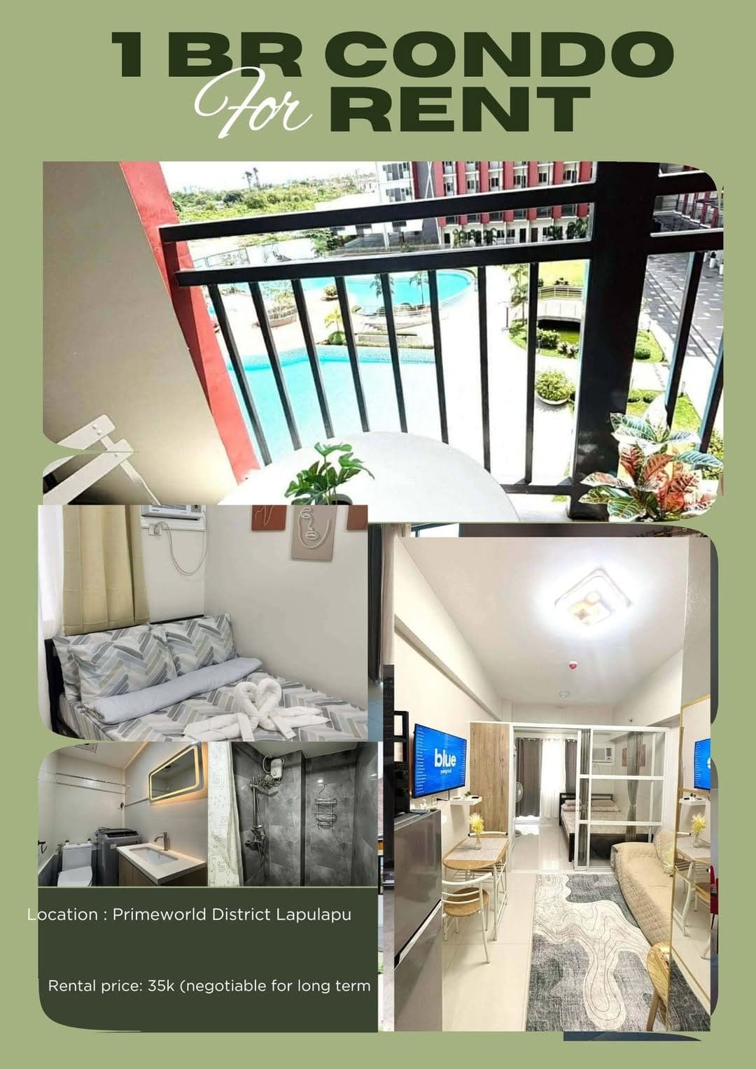 DL 🏢 FOR RENT | 1BR with Balcony – Primeworld Mactan