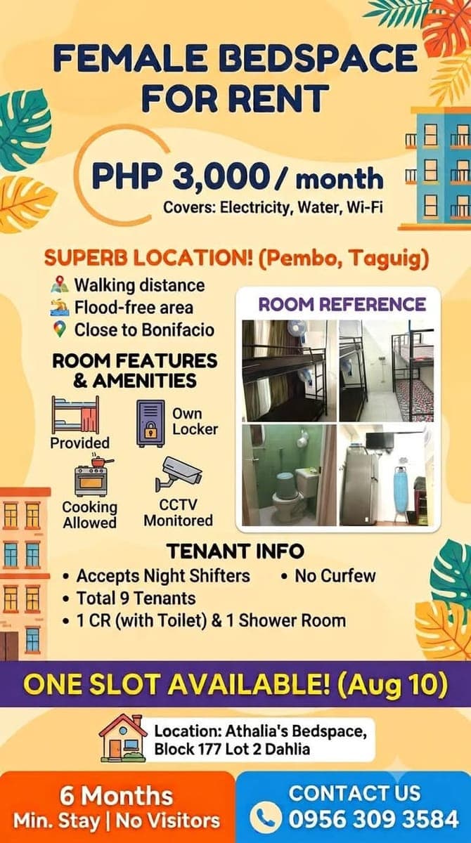 Female Bedspace for Rent - PHP 3000/month - photo 1