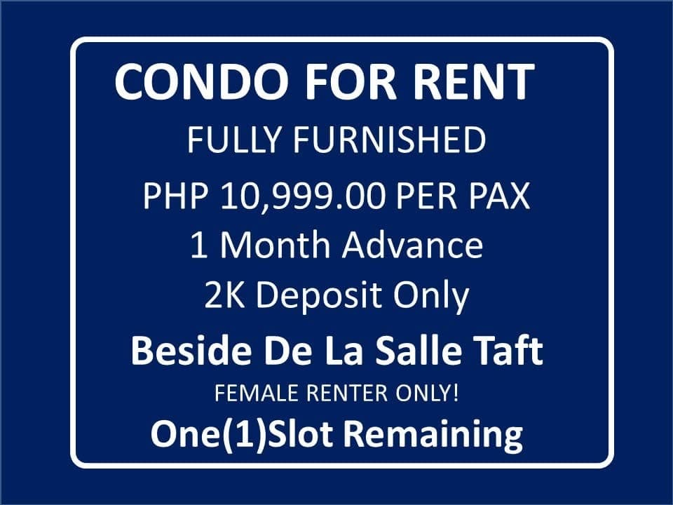 **CONDO for LEASE/RENT-****BESIDE LA SALLE TAFT. FULLY FURNISHED** - photo 1