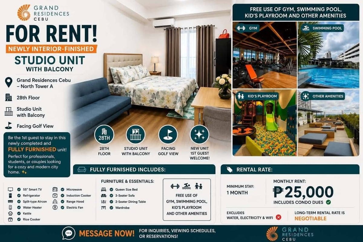 👉For rent Grand Residences North Tower A Studio with balcony - photo 1