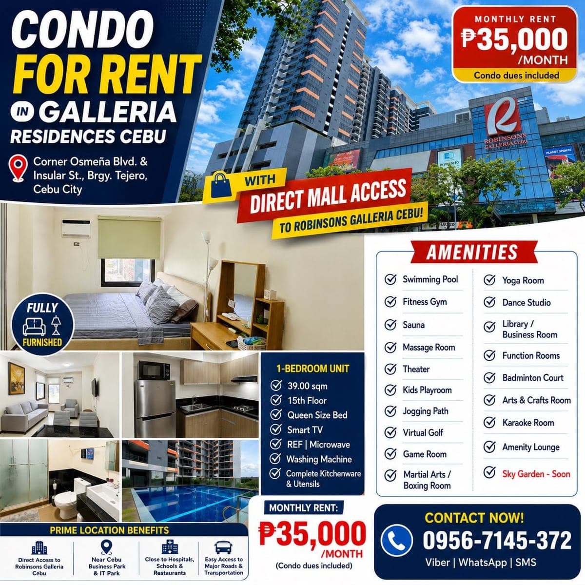 🏢✨ CONDO FOR RENT – GALLERIA RESIDENCES CEBU ✨🏢 - photo 5