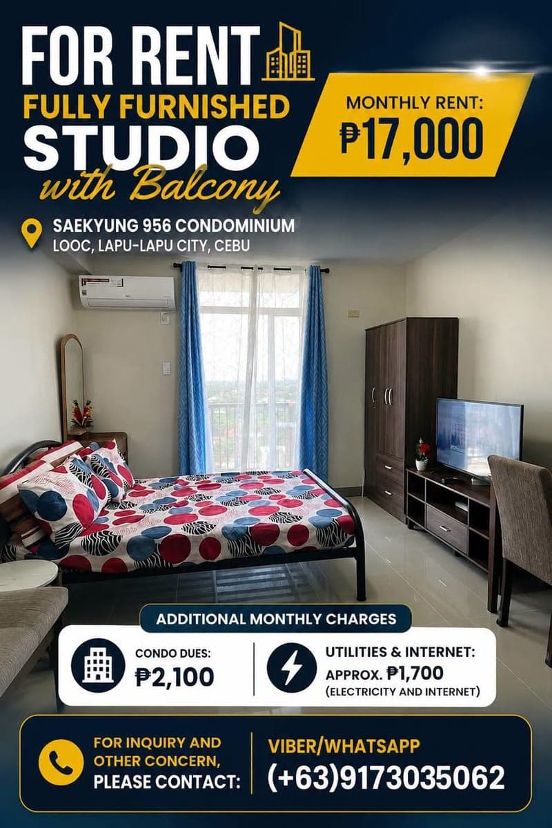 🏙️ FOR RENT | Fully Furnished Studio with Balcony - photo 1