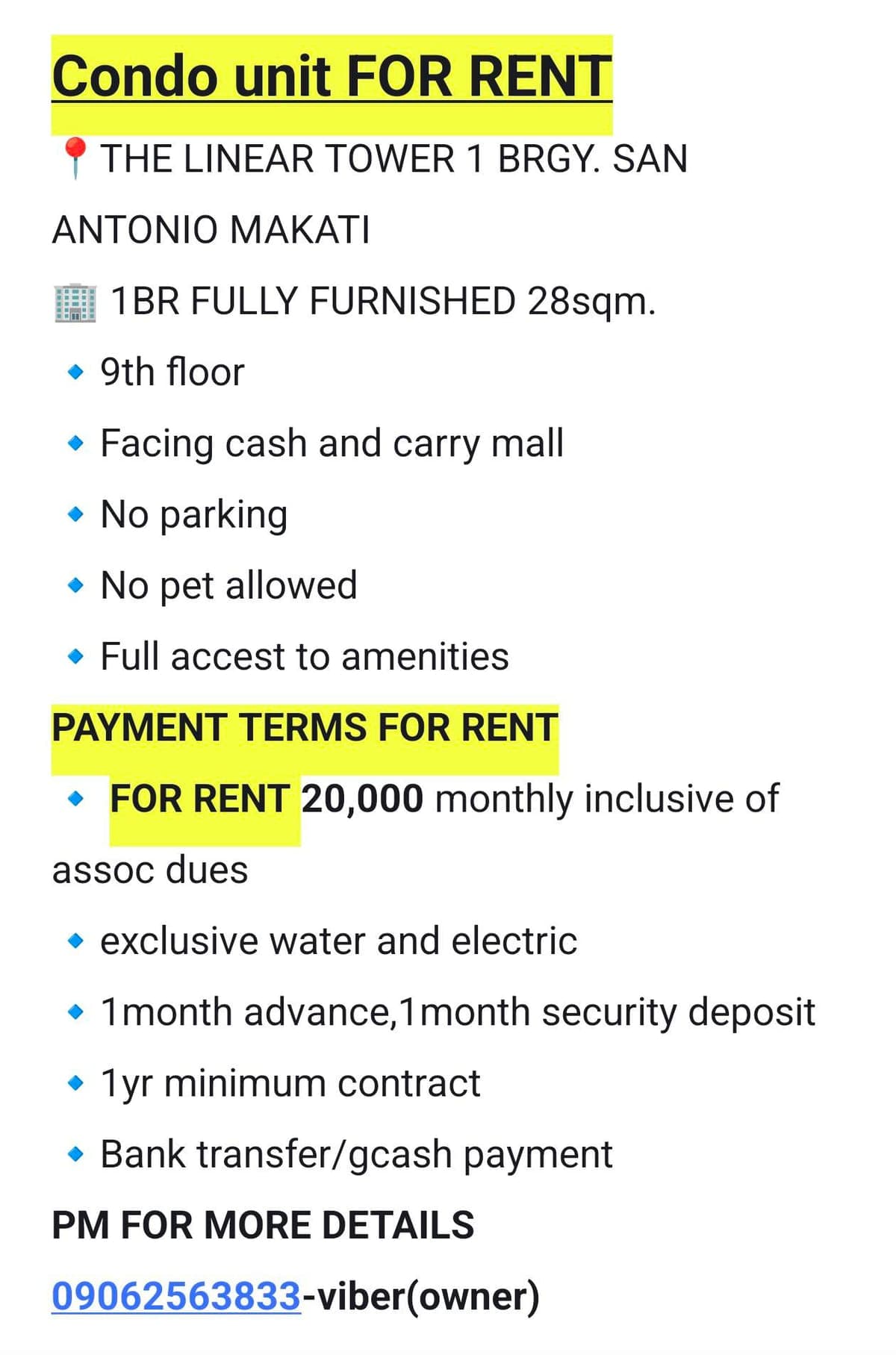 CONDO UNIT FOR RENT! 20K MONTHLY 1+1 FULLY FURNISHED @makati - photo 7