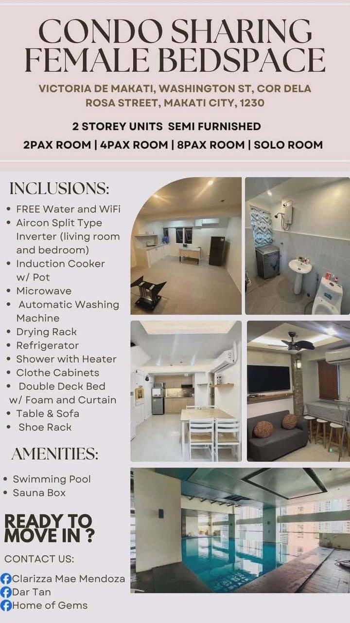 FEMALE CONDO SHARING, VICTORIA DE MAKATI, FULLY FURNISHED 2 STOREY UNIT - photo 1