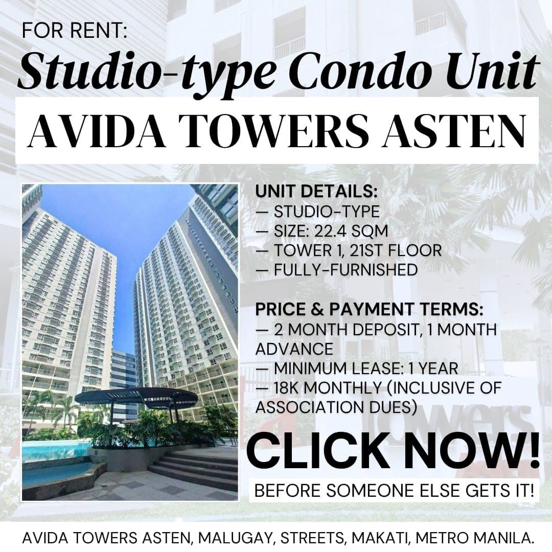 # 🌆 **FOR RENT: AFFORDABLE STUDIO CONDO IN AVIDA TOWERS ASTEN, MAKATI! ** - photo 1