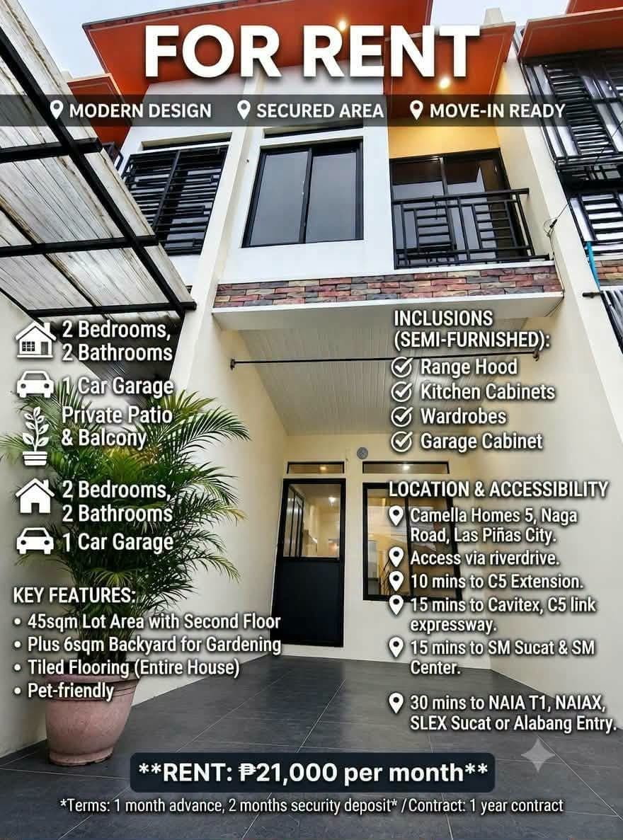Camella Homes 5, Naga Road Las Piñas City House For Rent - photo 1