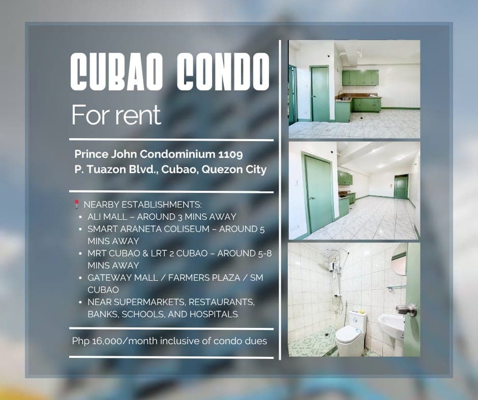 CONDO FOR RENT — Prince John Condominium, Cubao QC - photo 3