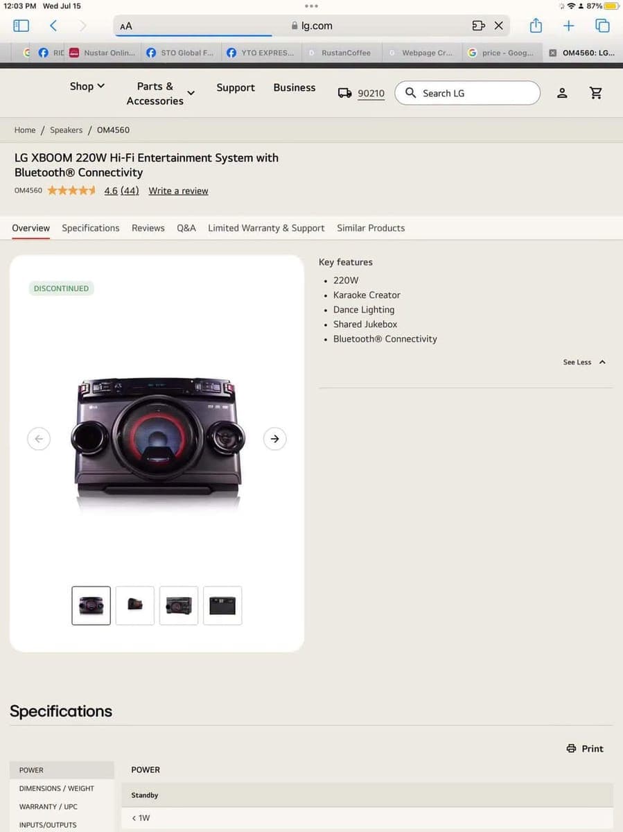 OTHER FEATURE BOSS NG LG XBOOM OM4560 MINI AUDIO SYSTEM - photo 2