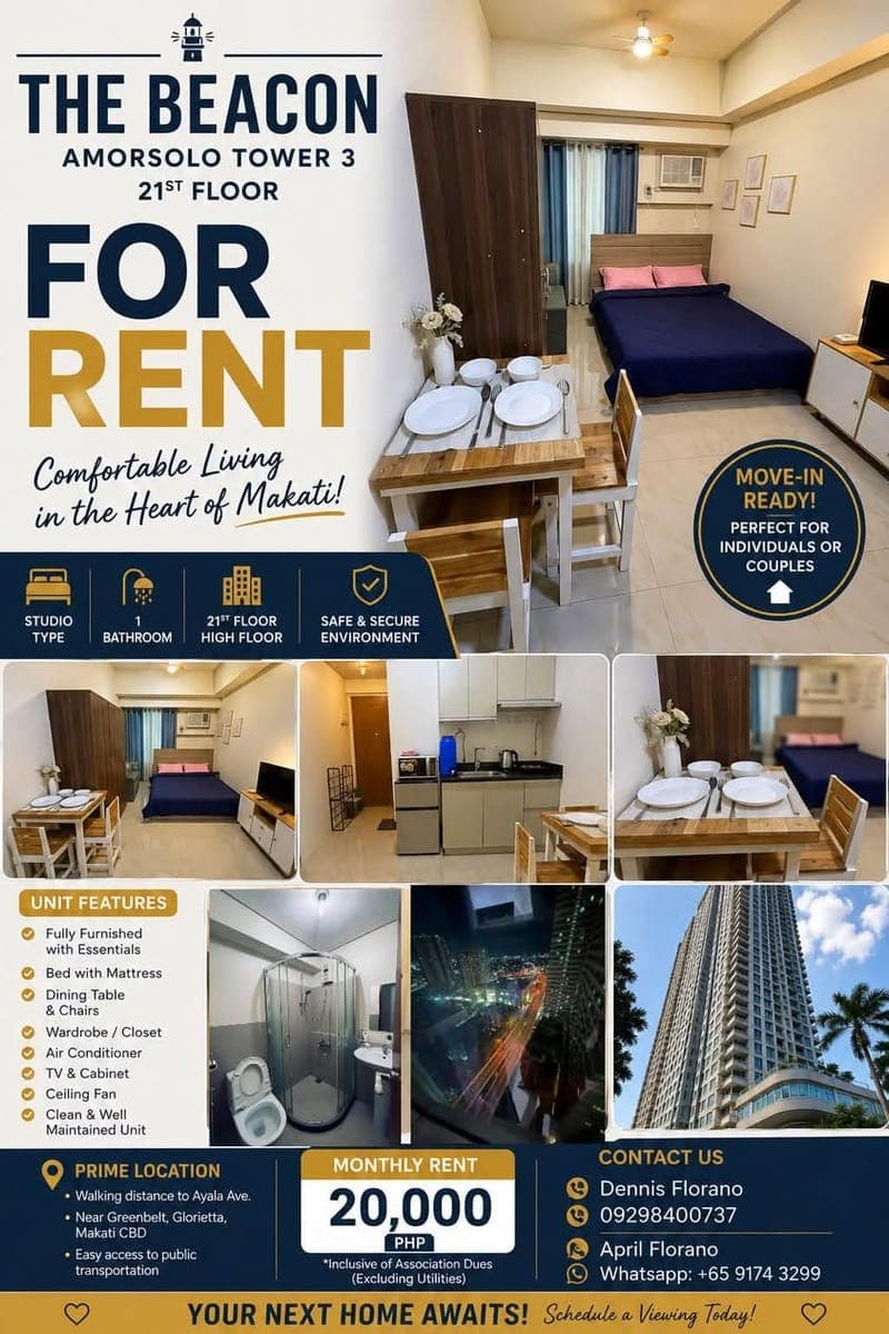 Comfort & Convenience in One Place – The Beacon Makati T3 Studio for Rent - photo 1