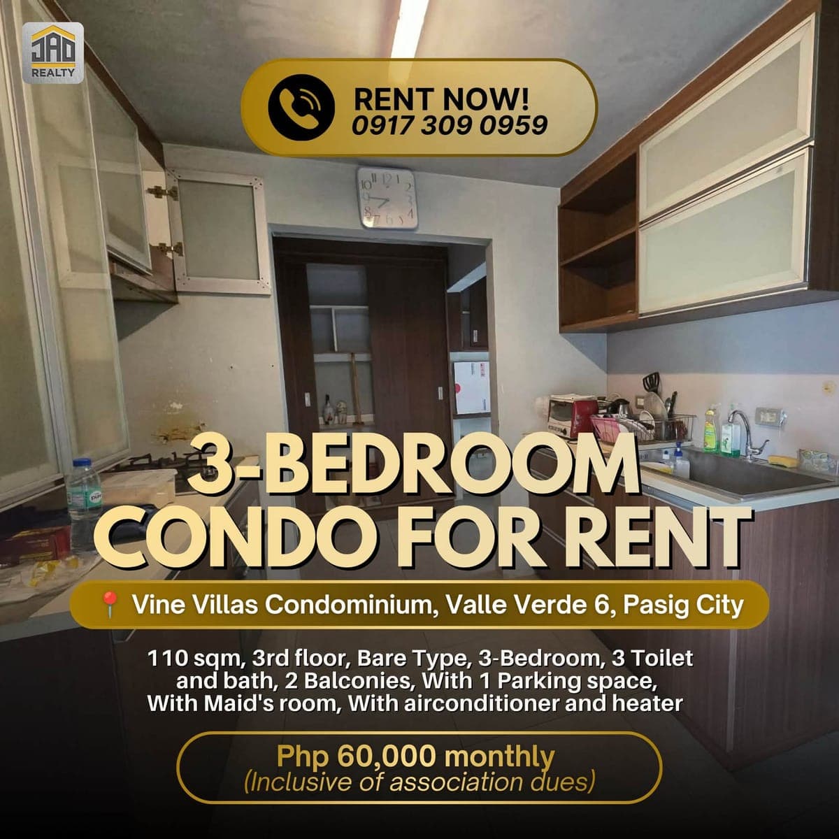 3-BEDROOM CONDO FOR RENT (With parking) - photo 1