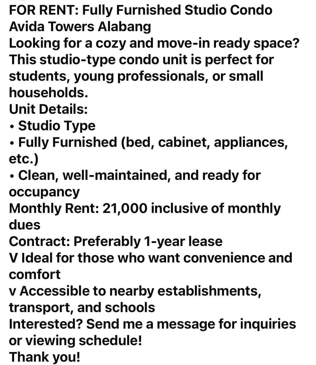 For Rent : Fully Furnished Studio Condo - photo 4