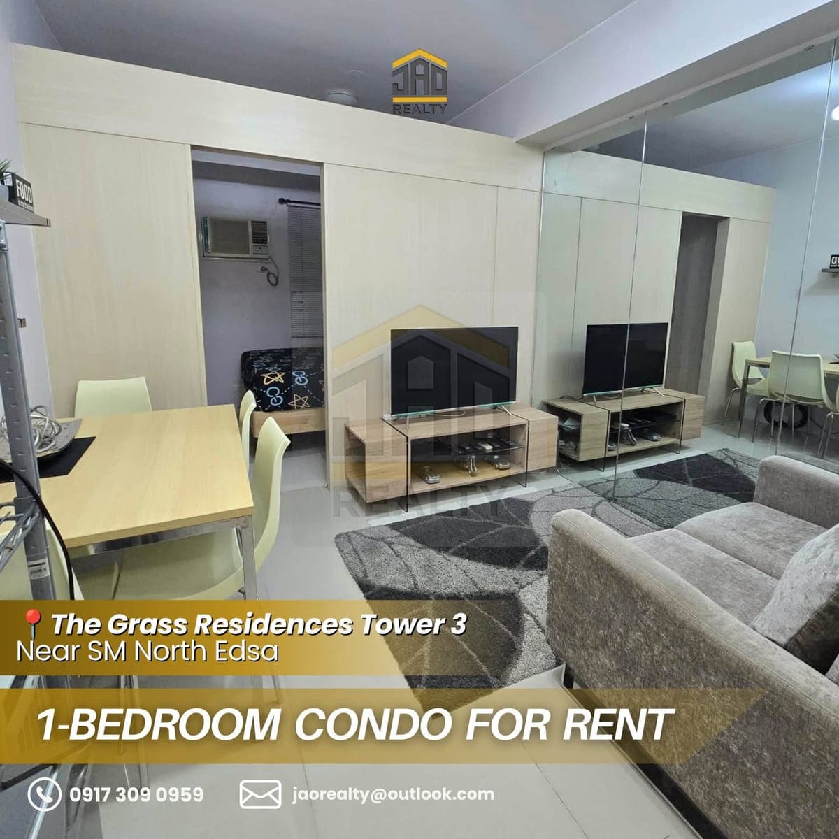 FOR LONG-TERM RENT ONLY! Grass Residences Tower 3 (Near SM North), 24 sqm, 37th floor, 1-Bedroom, 1... - photo 3