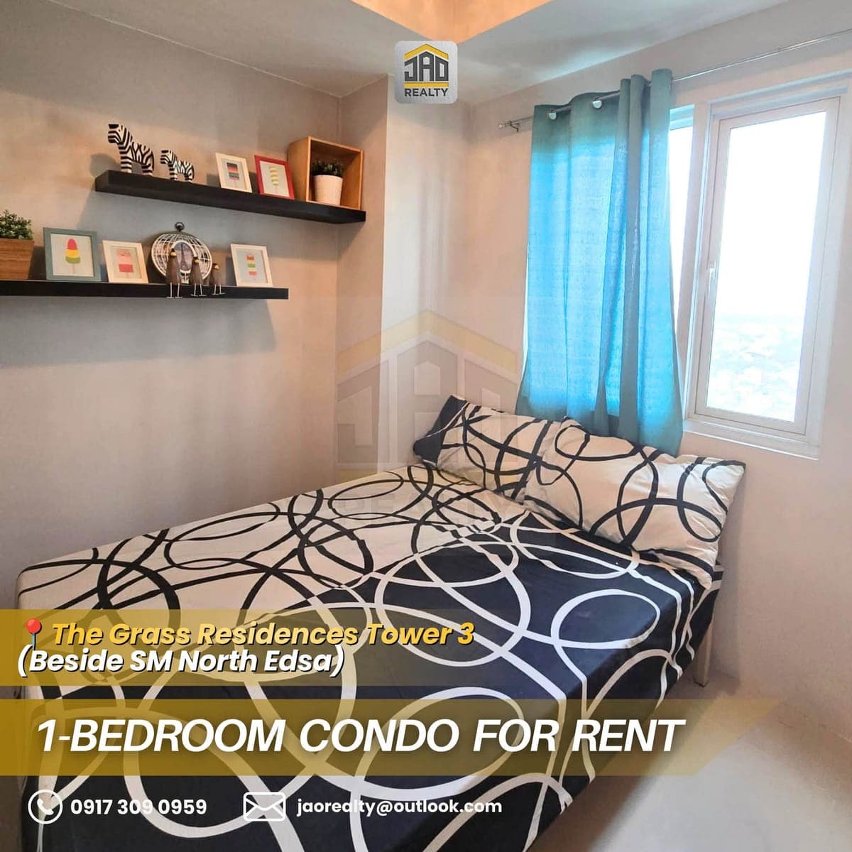 FOR LONG-TERM RENT ONLY! Grass Residences Tower 3 (Near SM North), Almost 25 sqm, 33rd floor, 1-Bedr... - photo 1