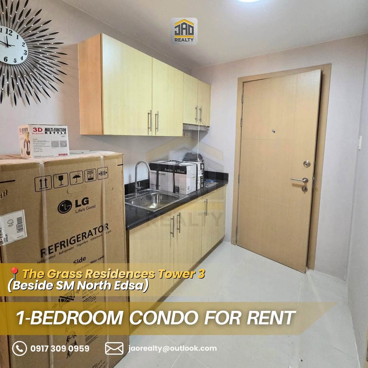 FOR LONG-TERM RENT ONLY! Grass Residences Tower 3 (Near SM North), Almost 25 sqm, 33rd floor, 1-Bedr... - photo 2