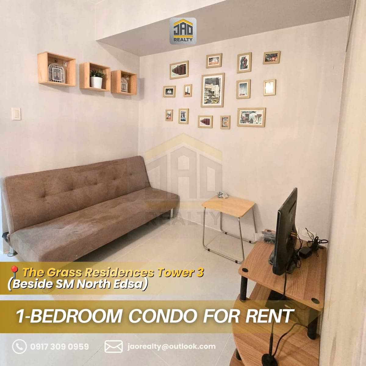 FOR LONG-TERM RENT ONLY! Grass Residences Tower 3 (Near SM North), Almost 25 sqm, 33rd floor, 1-Bedr... - photo 3