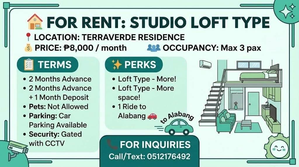 ### *🏠 FOR RENT: STUDIO LOFT TYPE* - photo 1