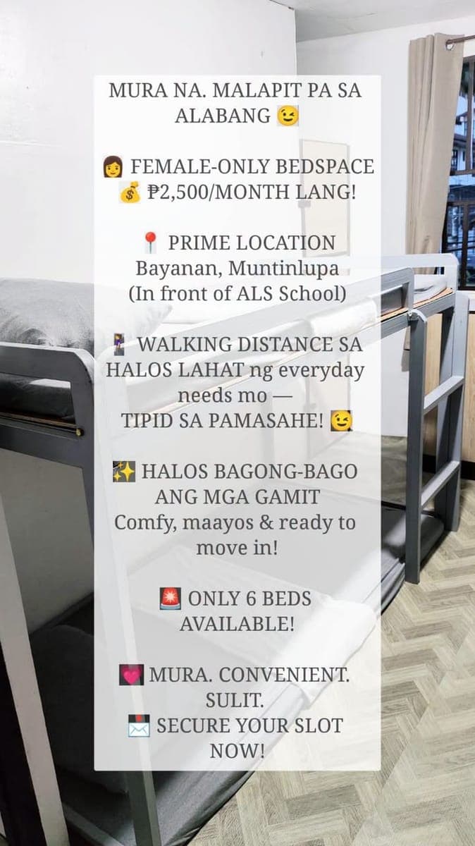 MURANG BEDSPACE SA MUNTINLUPA NA MALAPIT SA LAHAT.. - photo 1