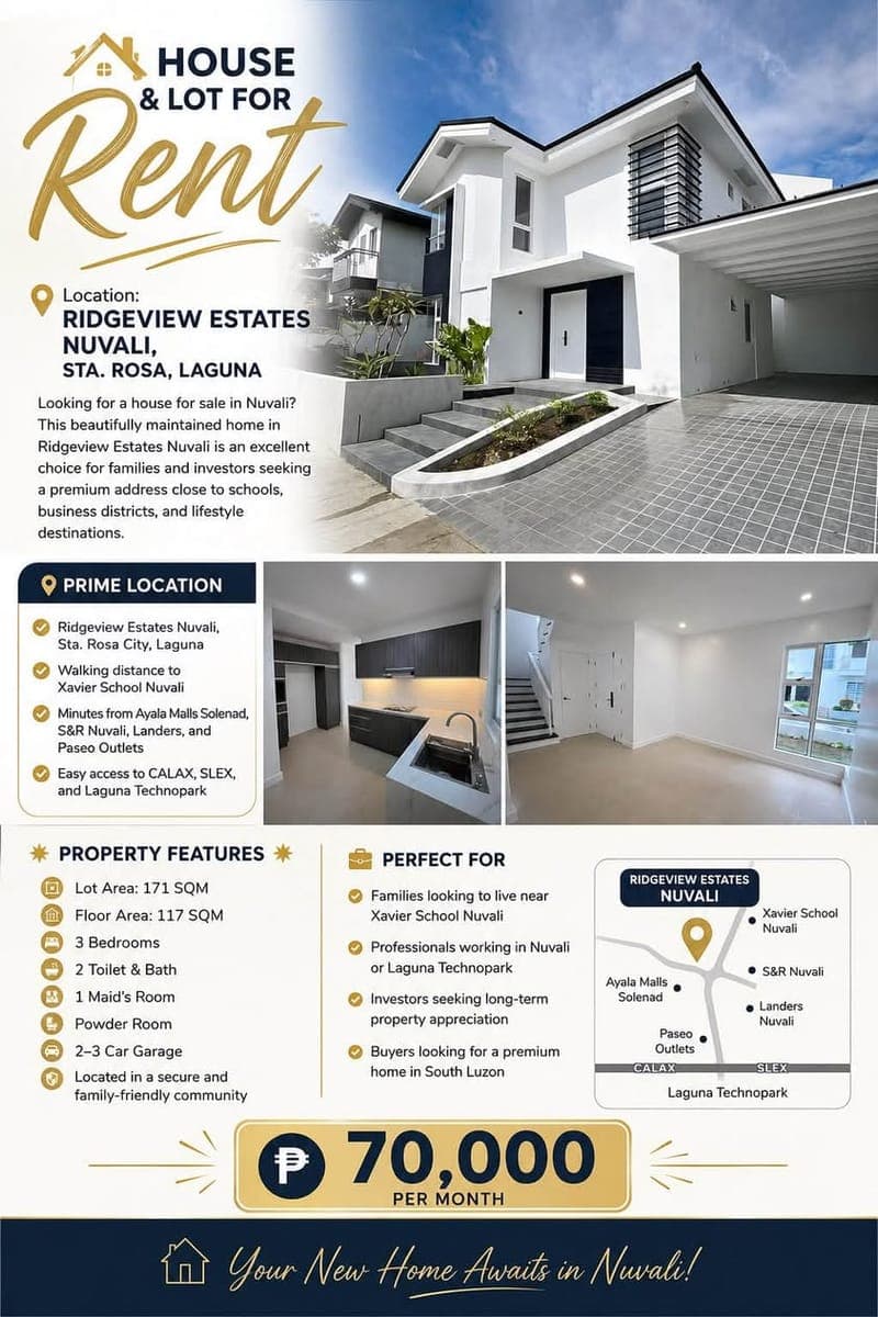 🏡 HOUSE FOR RENT | SOUTH FORBES, NUVALI & LAGUNA & NEARBY AREAS - photo 4