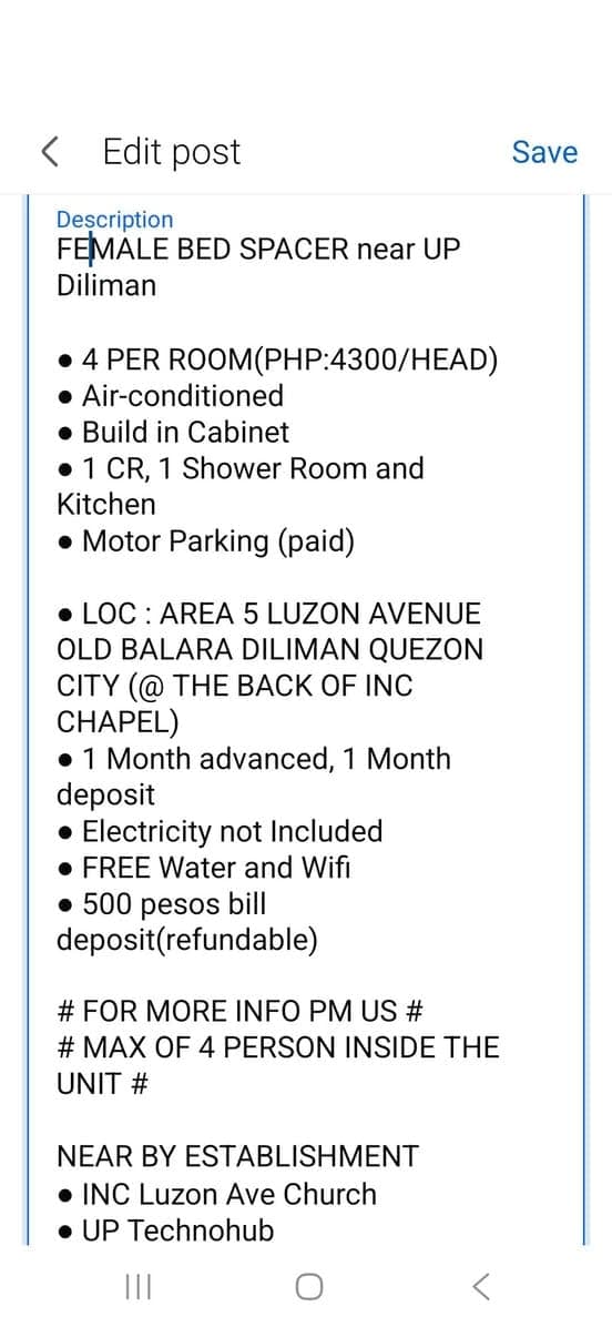 Male & FEMALE bedspacer available near UP Diliman,  UPTC,  TECHNOHUB,  New Era University, Puregold Commonwealth - photo 1
