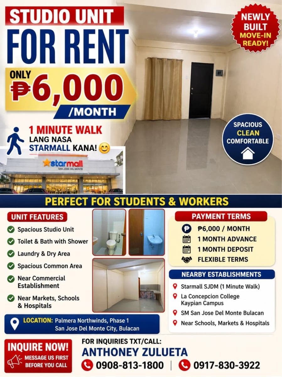 Php 6,000/Monthly Studio Unit For Rent - photo 1