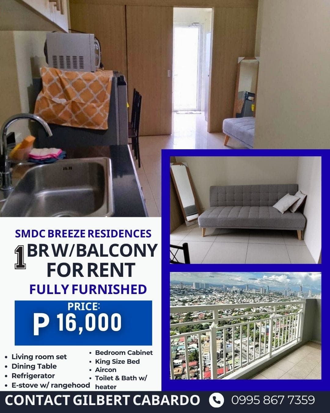 CONDO FOR RENT (Php 16,000 monthly, inclusive of assoc dues)