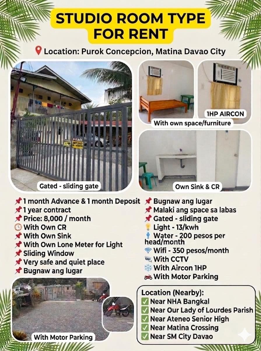 Studio Room Available in Matina, Davao! 📍