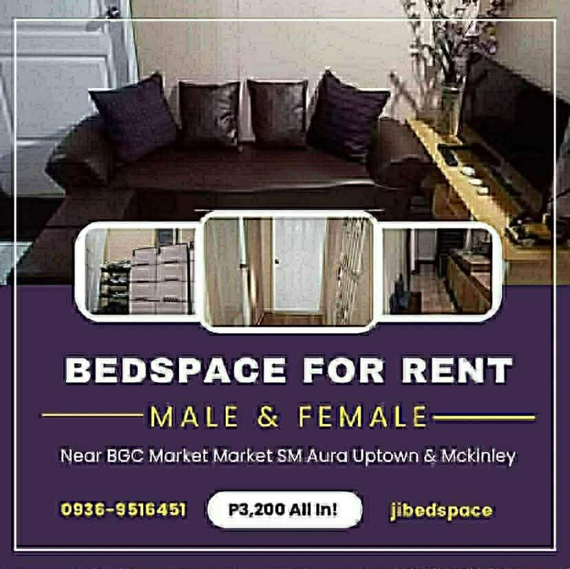 MALE & FEMALE BEDSPACE! P3,200 All In! Along C5 Service Road just across Market Market!...
