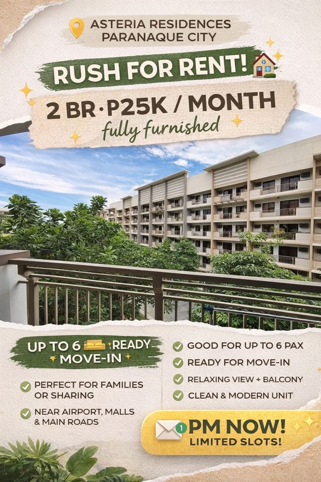 🔥 RUSH RENT – Fully Furnished 2BR Condo for ONLY ₱25K!