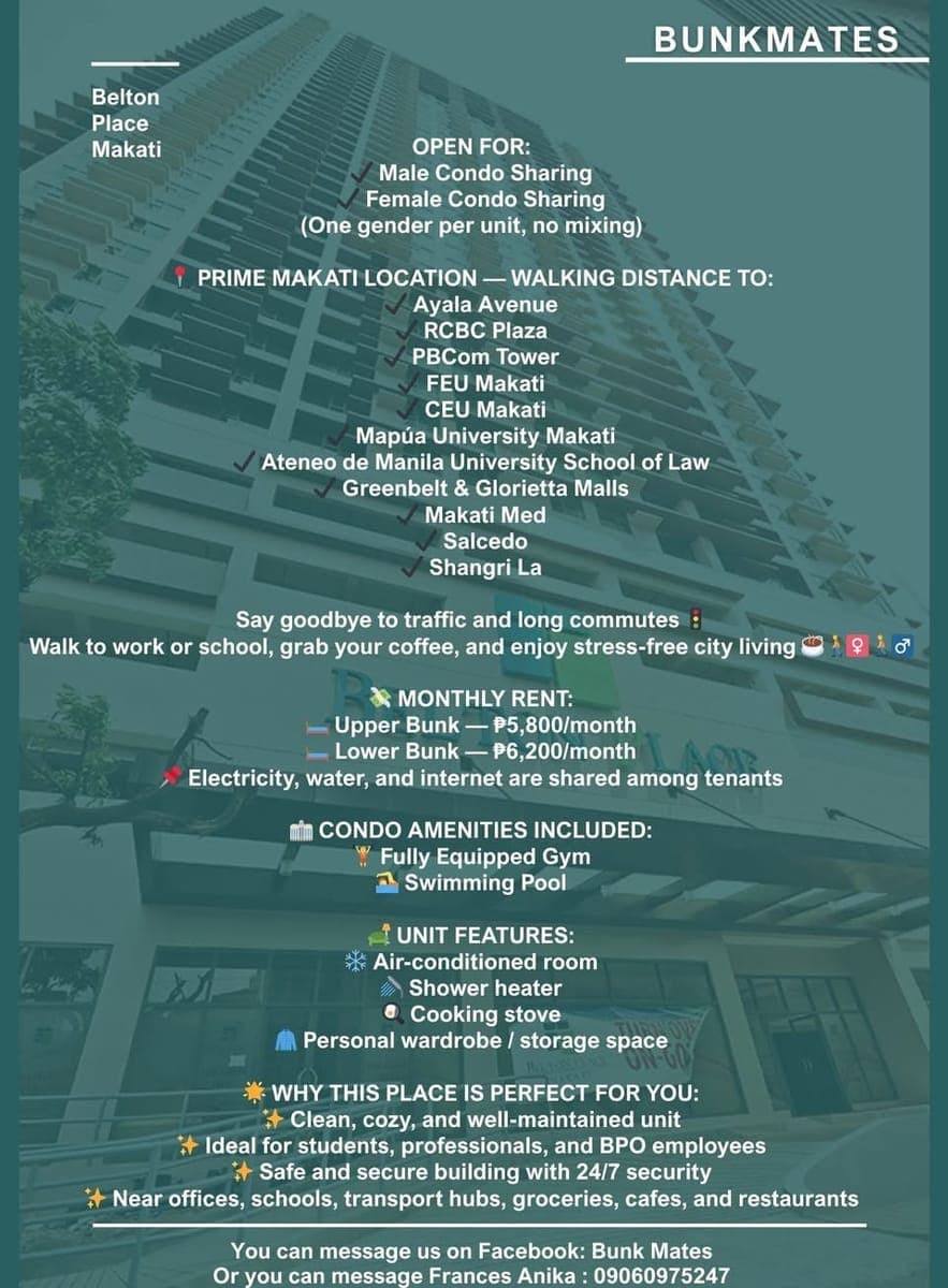 🏙️ STAY IN THE HEART OF MAKATI — BED SPACE AVAILABLE - photo 2