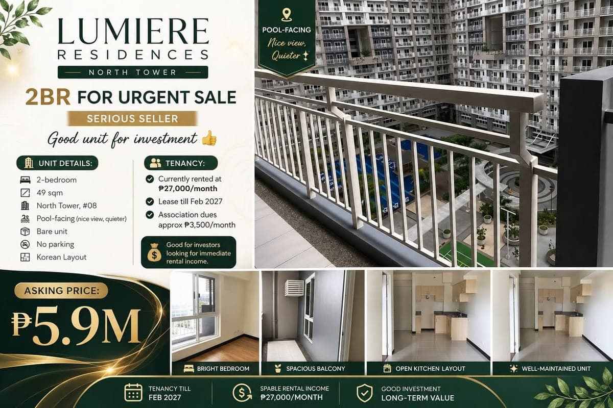 Lumiere Residences (North Tower) – 2BR for Urgent Sale (Serious Seller) - photo 1