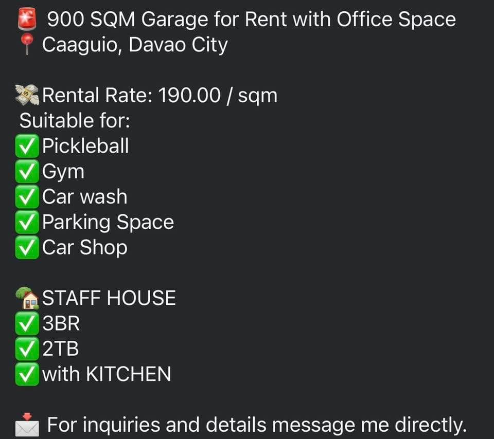 900SQM GARAGE FOR RENT IN CABAGUIO‼️ - photo 1