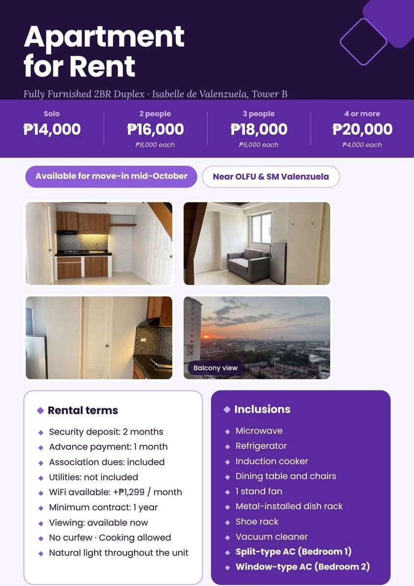 🏠 Apartment for Rent – Isabelle de Valenzuela, Tower B - photo 1