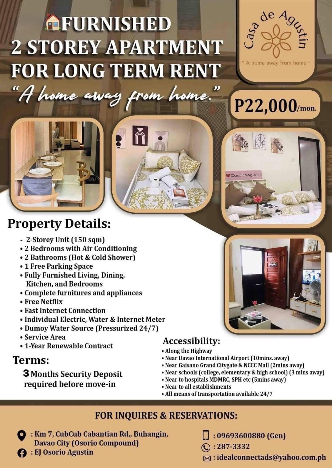 ๐ก FURNISHED APARTMENT FOR LONG-TERM RENT! โจPRIME LOCATIONโจ ๐Walking distance to GAISANO CITYGATE...