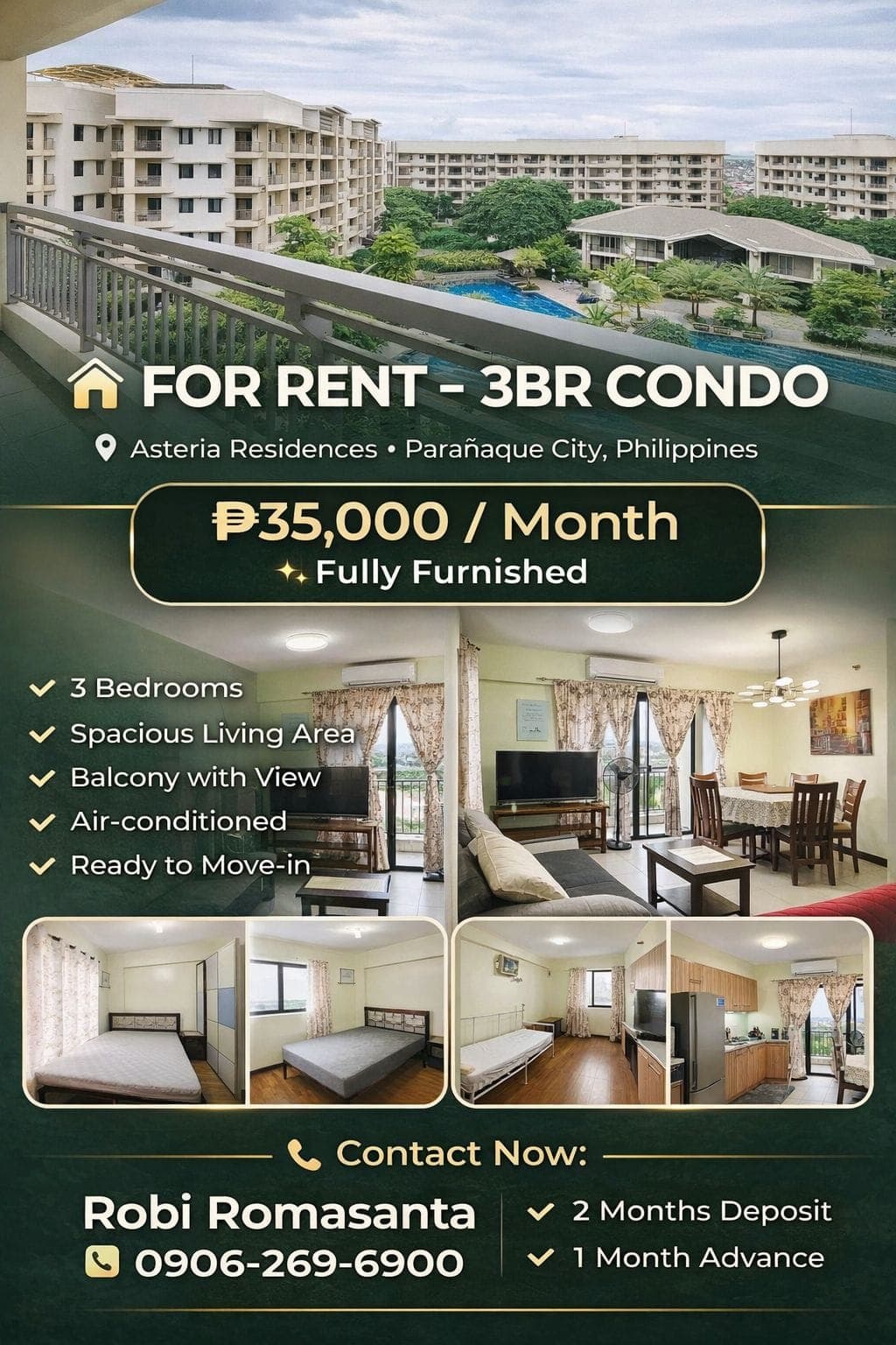 FOR RENT: 3BR CONDO