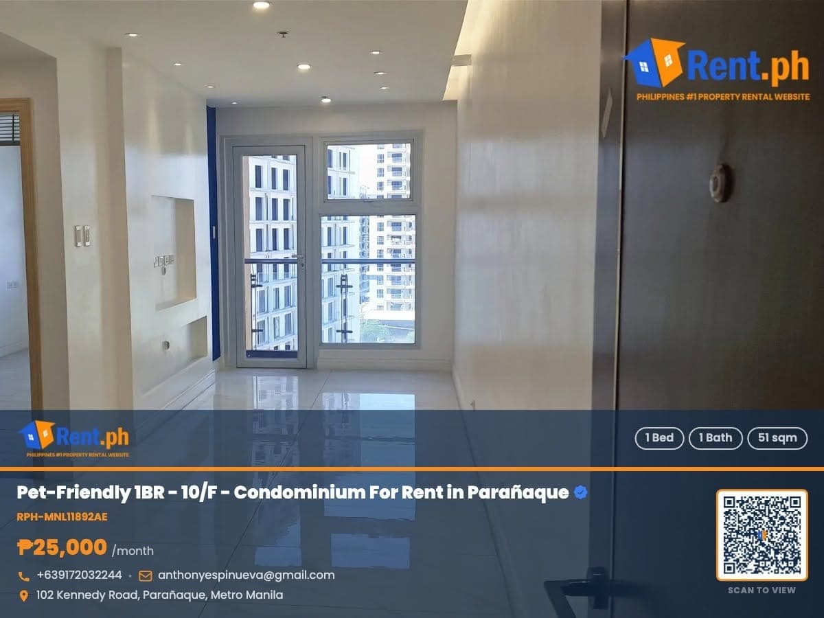 Pet-Friendly 1BR - 10/F - Condominium For Rent in Parañaque City (Coastal area) - photo 1